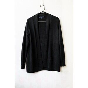 346 Brooks Brothers XL womens Black cardigan sweater Merino Wool open